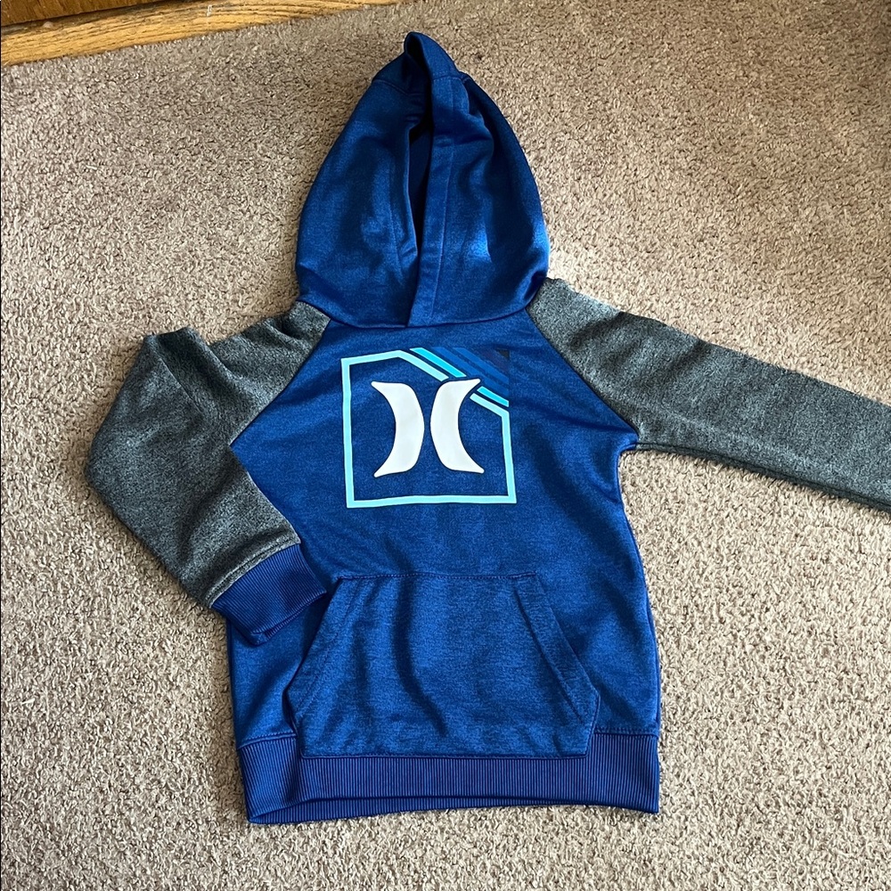 Hurley Kids Blue and Gray Logo Hoodie